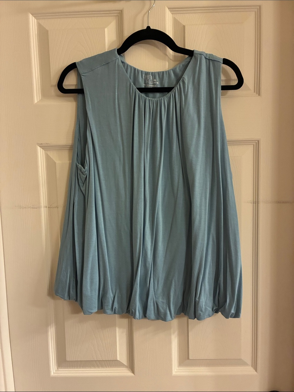 Time and Tru Sky Blue Sleeveless Pleated Tank Top